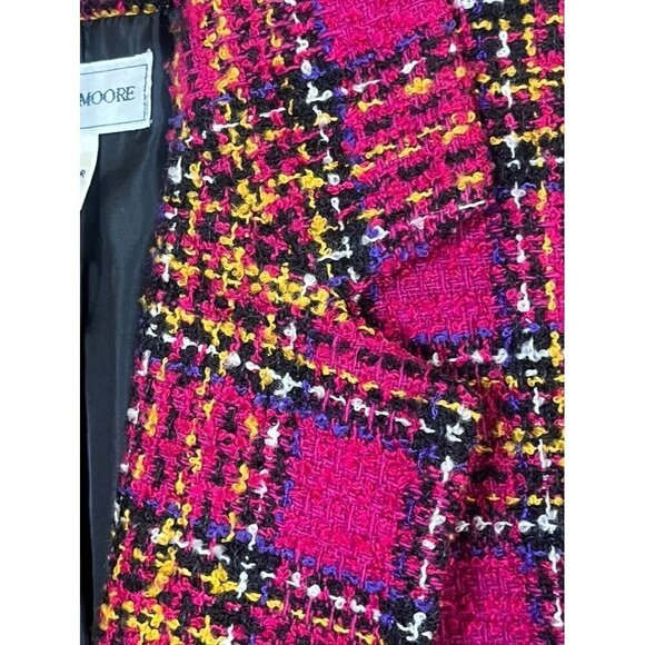 Jennifer Moore Blazer Women 6 Pink Wool Plaid Academia Preppy Old Money Retro - Picture 6 of 16